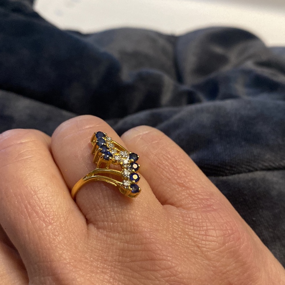 14k Gold Sapphire Diamond Ring size5.75 limited time live show price!!